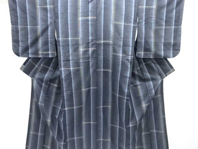 JAPANESE KIMONO / ANTIQUE KIMONO / SILK / HAND WOVEN TSUMUGI / STRIPE